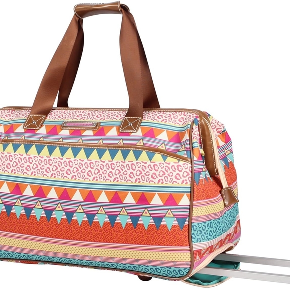 Lily Bloom Rolling Duffle Bag Luggage With Wheels And Pull Handle LARGE Travel - Picture 2 of 6